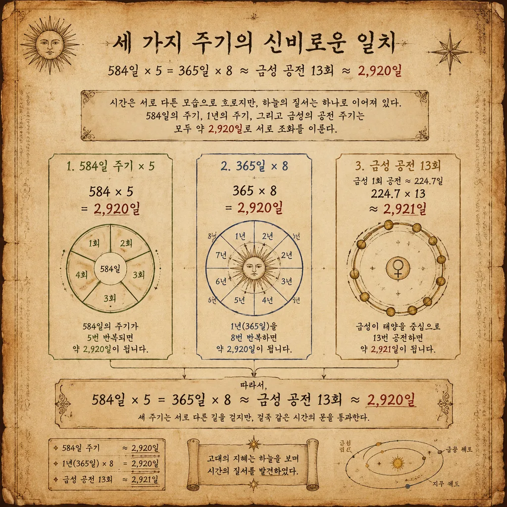 584일 다섯 번과 8년의 숫자 관계